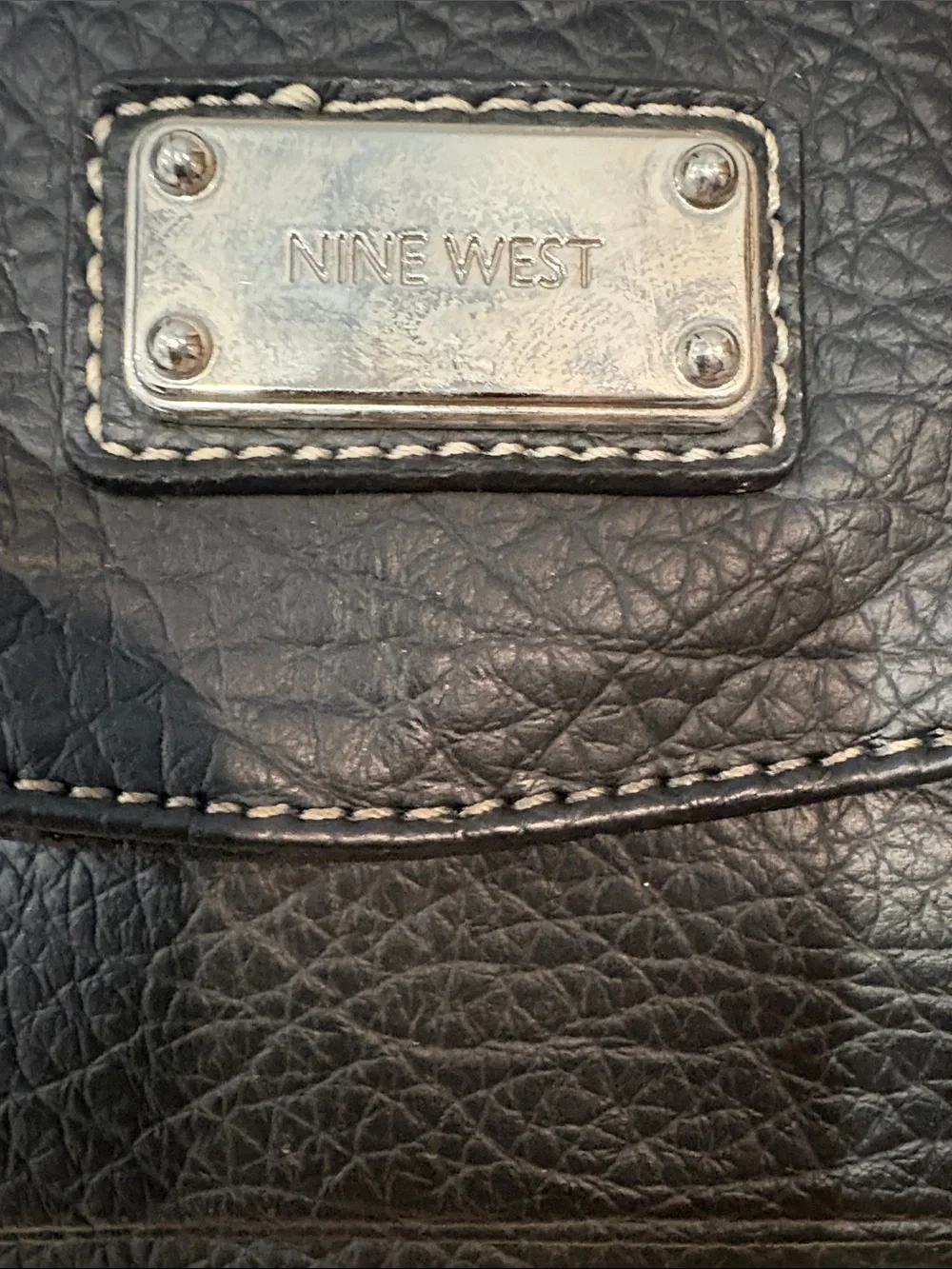 NINE WEST Black Leather Crossbody Bag with Chain Strap